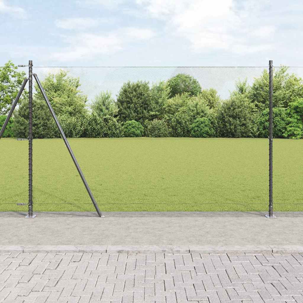 vidaXL Valla hexagonal con base de concreto 50 x 1,6 m Gris Malla