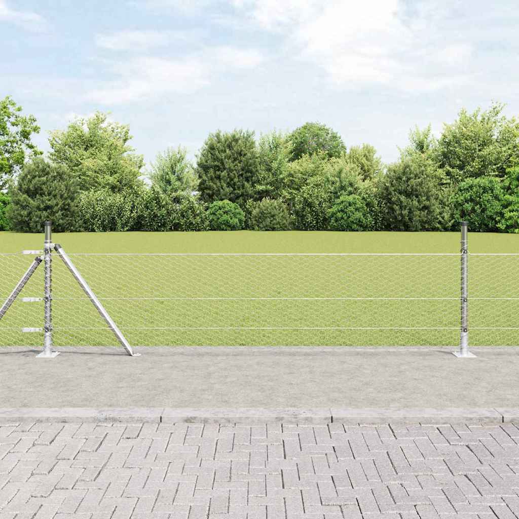 vidaXL Valla hexagonal con base de concreto 10 x 0,5 m Plateado Malla