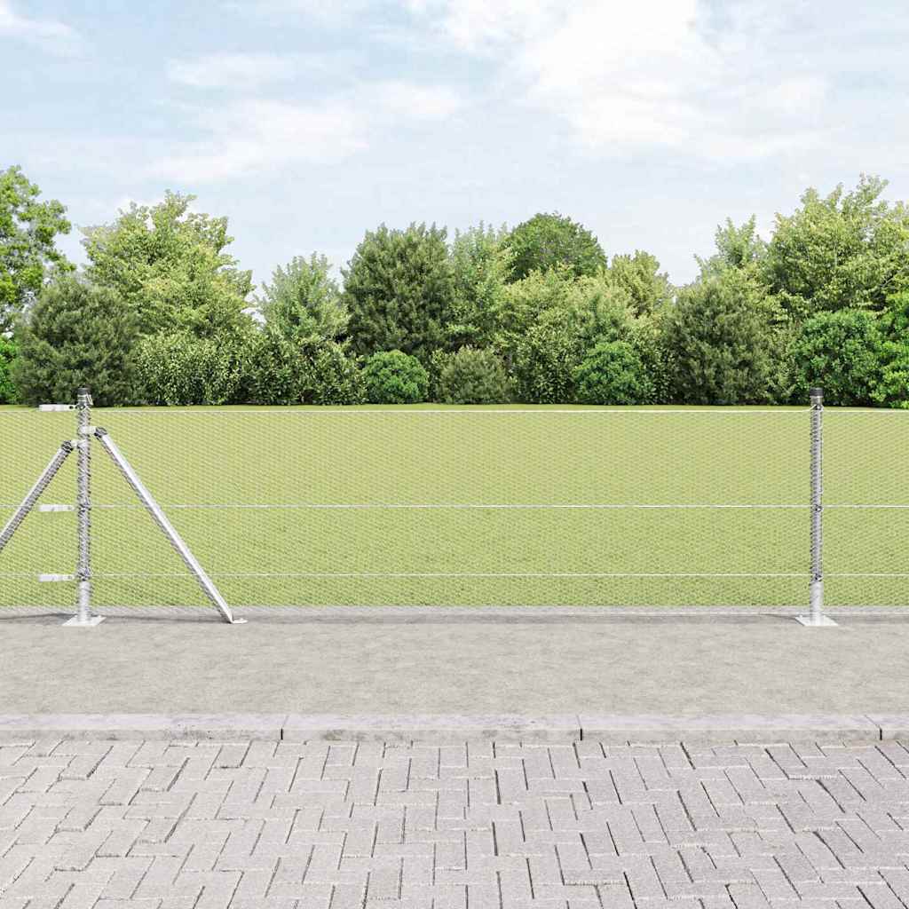 vidaXL Valla hexagonal con base de concreto 25 x 0,5 m Plateado Malla