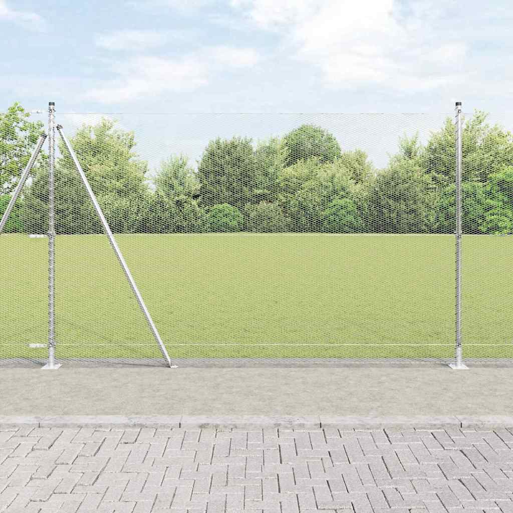vidaXL Valla hexagonal con base de concreto 25 x 1,6 m Plateado Malla