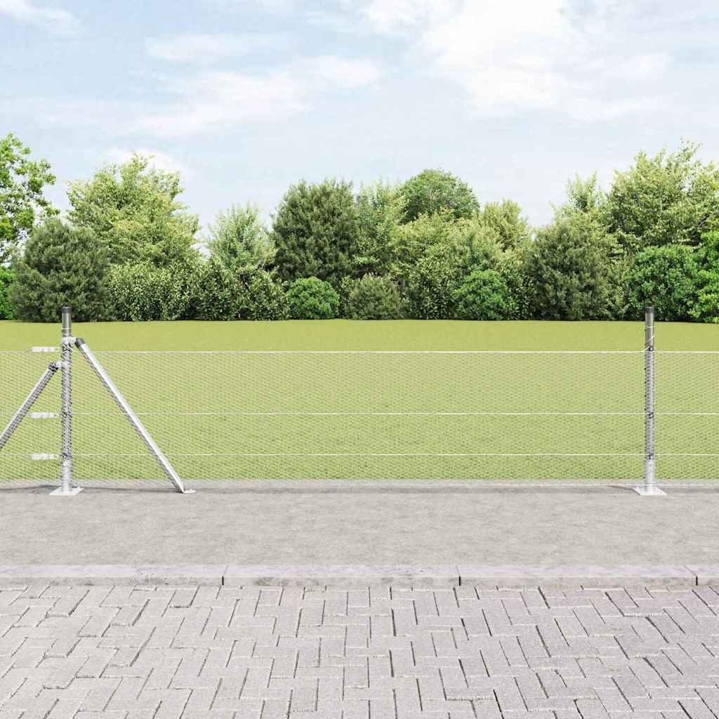 vidaXL Valla hexagonal con base de concreto 50 x 0,4 m Plateado Malla