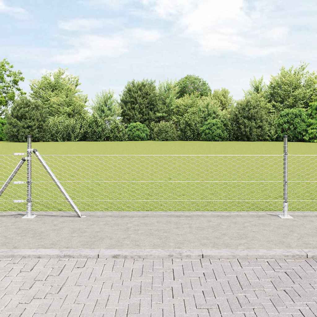 vidaXL Valla hexagonal con base de concreto 100 x 0,4 m Plateado Malla