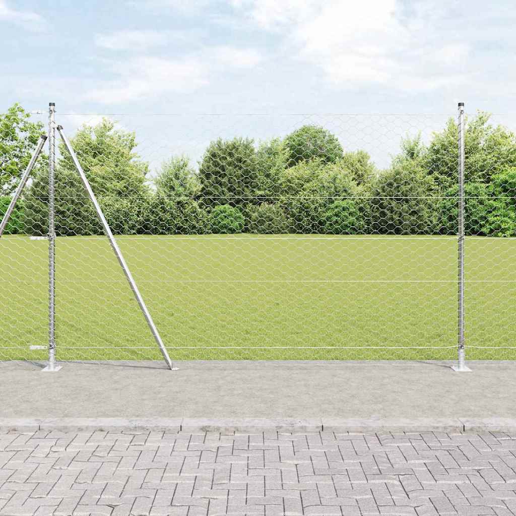 vidaXL Valla hexagonal con base de concreto 100 x 1,5 m Plateado Malla