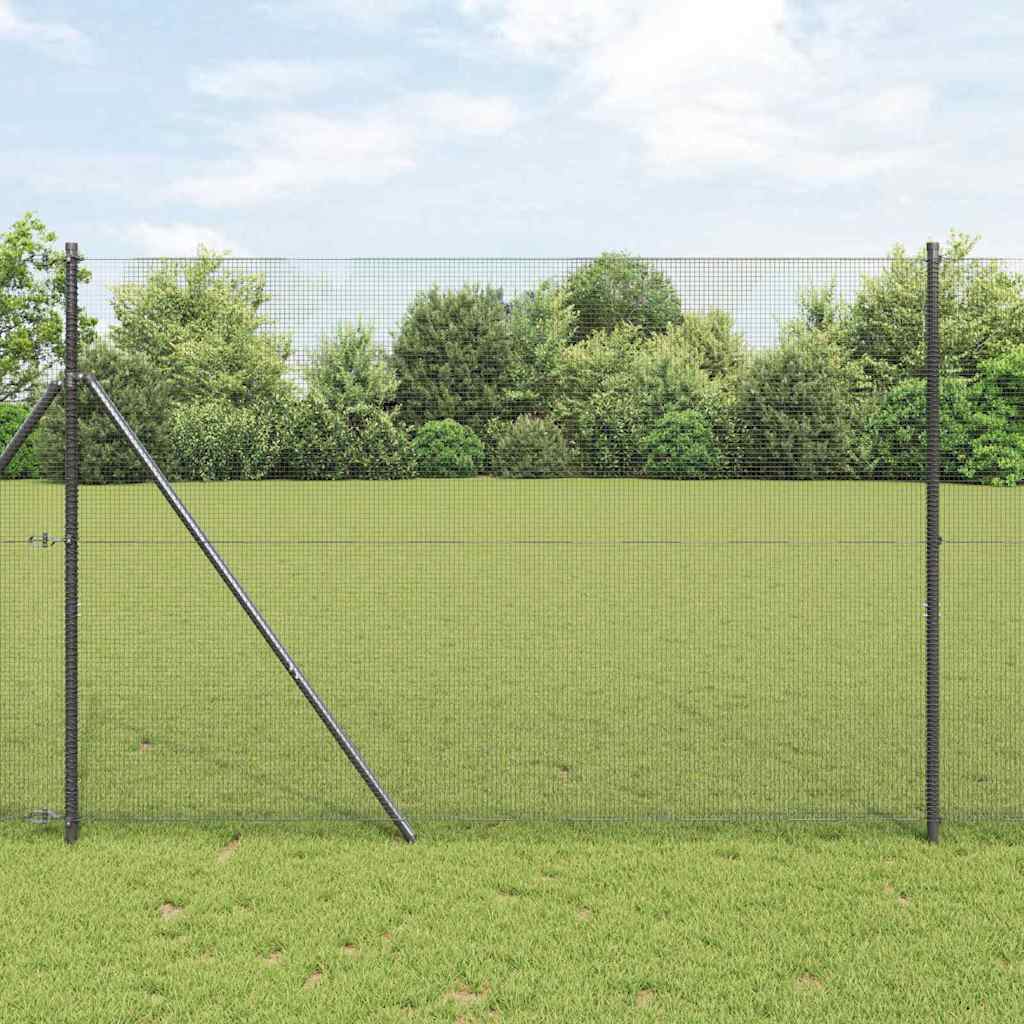 vidaXL Cerca de alambre soldado para fijación al suelo 25 x 1,5 m Gris