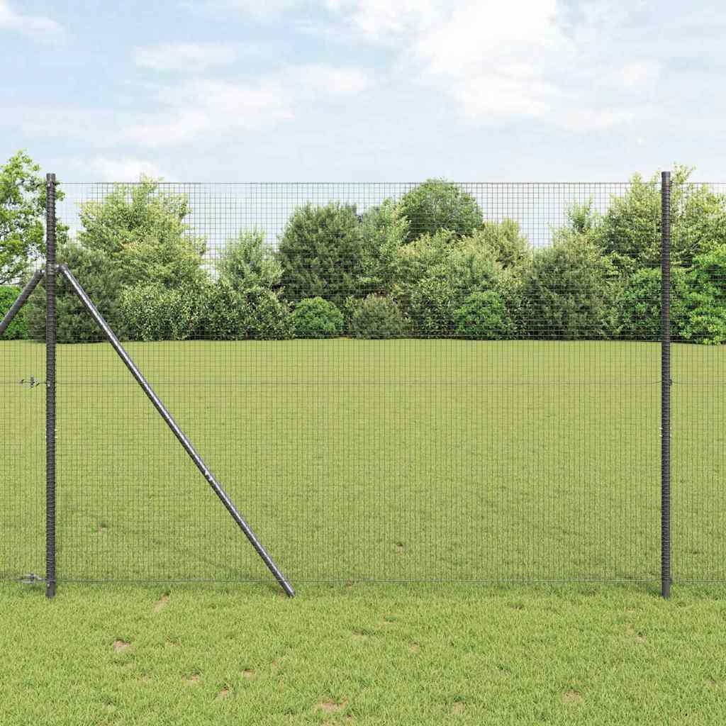 vidaXL Cerca de alambre soldado para fijación al suelo 25 x 1,5 m Gris
