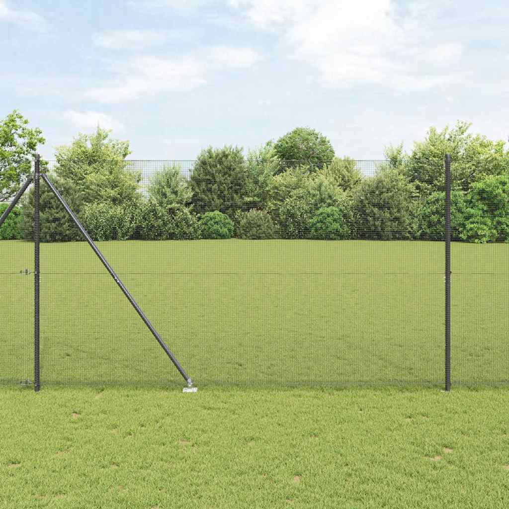 vidaXL Valla de alambre soldado con picos 10 x 1,6 m Gris Malla
