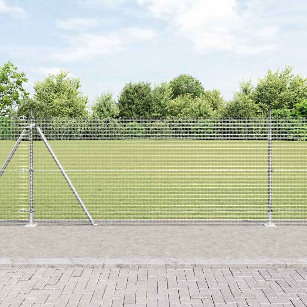 vidaXL Cerca de Alambre Soldado con Base de Concreto 25 x 1 m Plateado