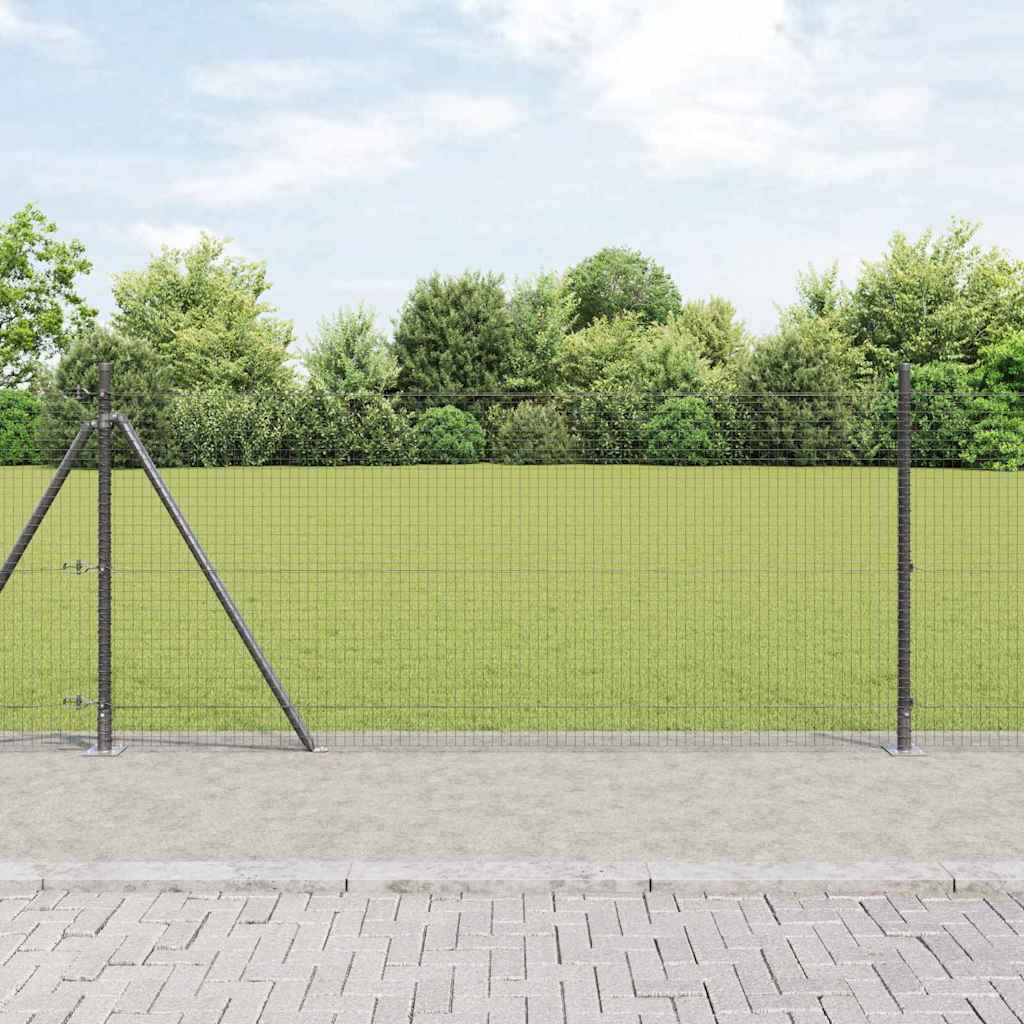 vidaXL Cerca de Alambre Soldado con Base de Concreto 25 x 0,8 m Gris
