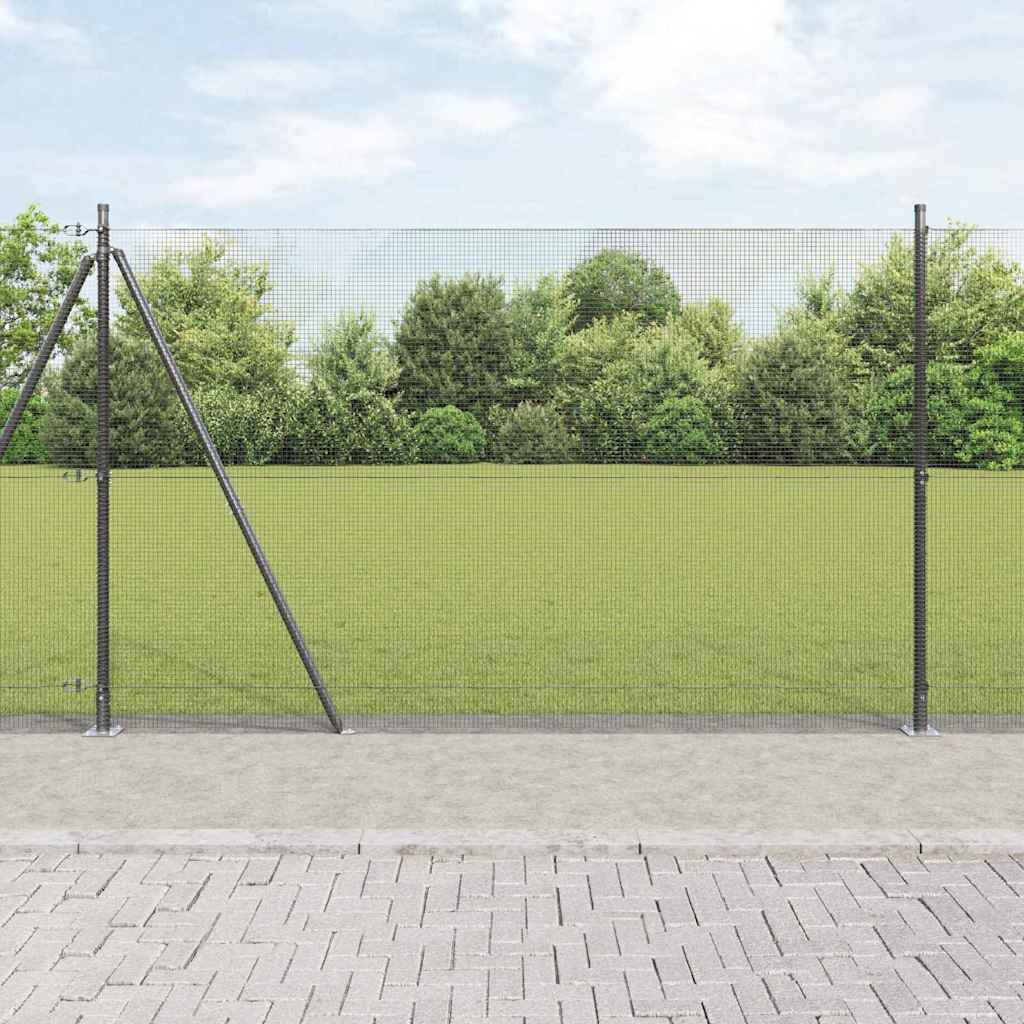 vidaXL Cerca de Alambre Soldado con Base de Concreto 25 x 1,4 m Gris