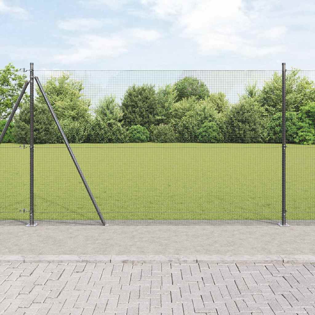 vidaXL Cerca de Alambre Soldado con Base de Concreto 25 x 1,4 m Gris