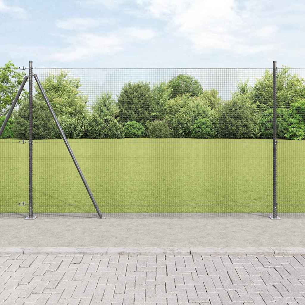 vidaXL Cerca de Alambre Soldado con Base de Concreto 25 x 1,4 m Gris