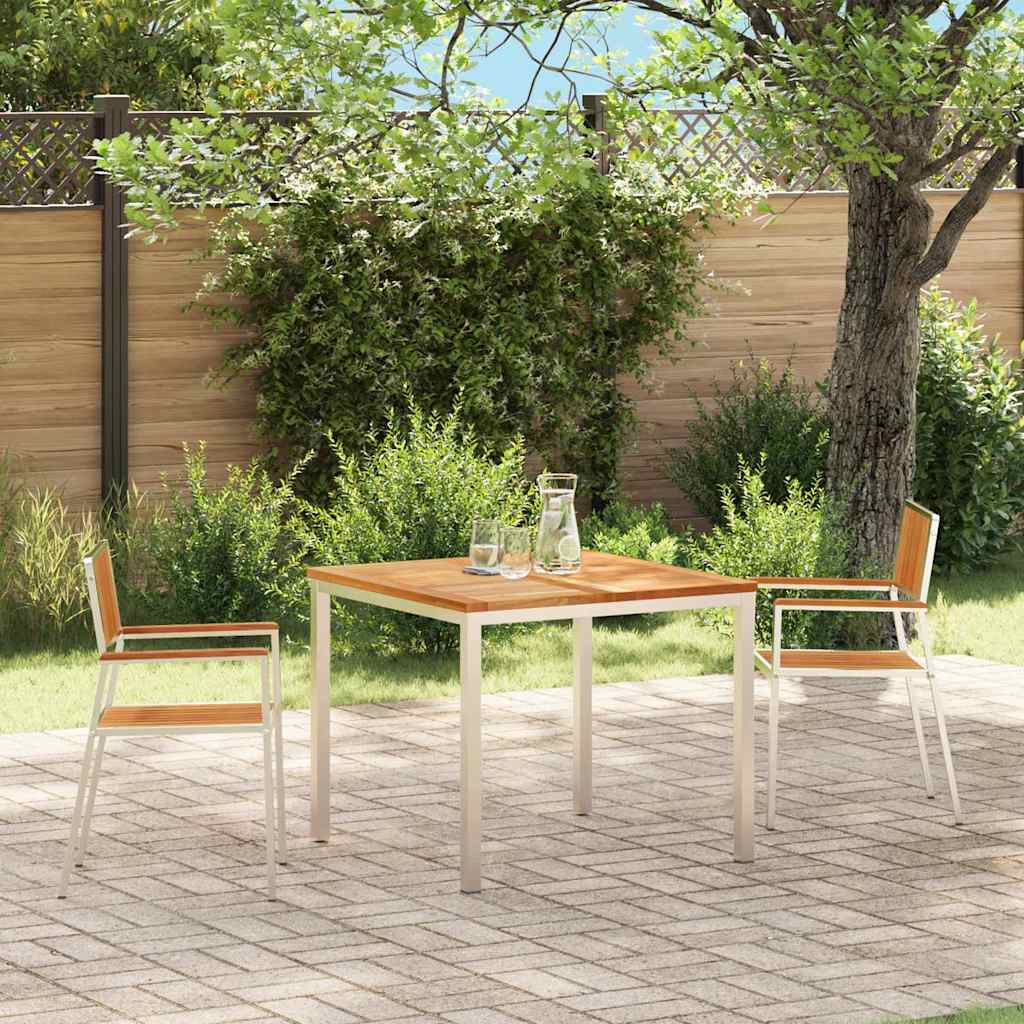 vidaXL Silla de Jardín 2 uds. Madera de teca sólida y acero inoxidable