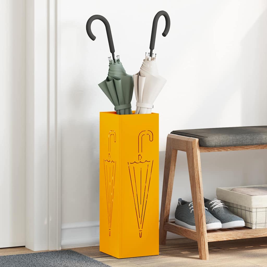 vidaXL Soporte para Paraguas de Lluvia Mostaza 15,5 x 15,5 x 49 cm