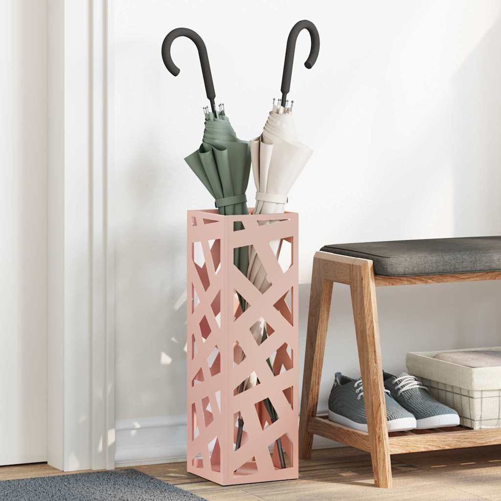 vidaXL Soporte para Paraguas de Lluvia Rosa 15,5 x 15,5 x 49 cm Acero