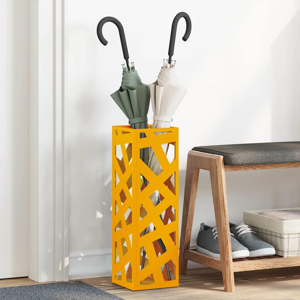vidaXL Soporte para Paraguas de Lluvia Mostaza 15,5 x 15,5 x 49 cm