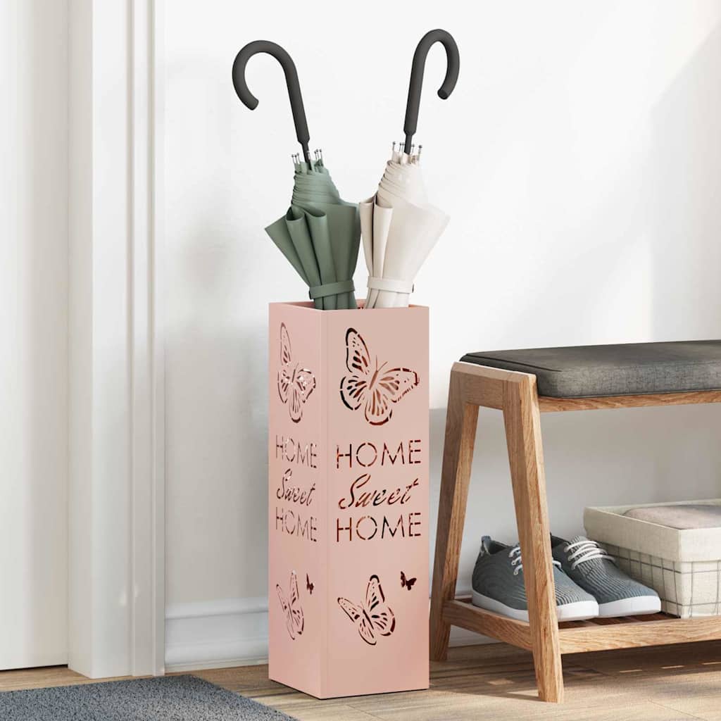 vidaXL Soporte para Paraguas de Lluvia Rosa 15,5 x 15,5 x 49 cm Acero
