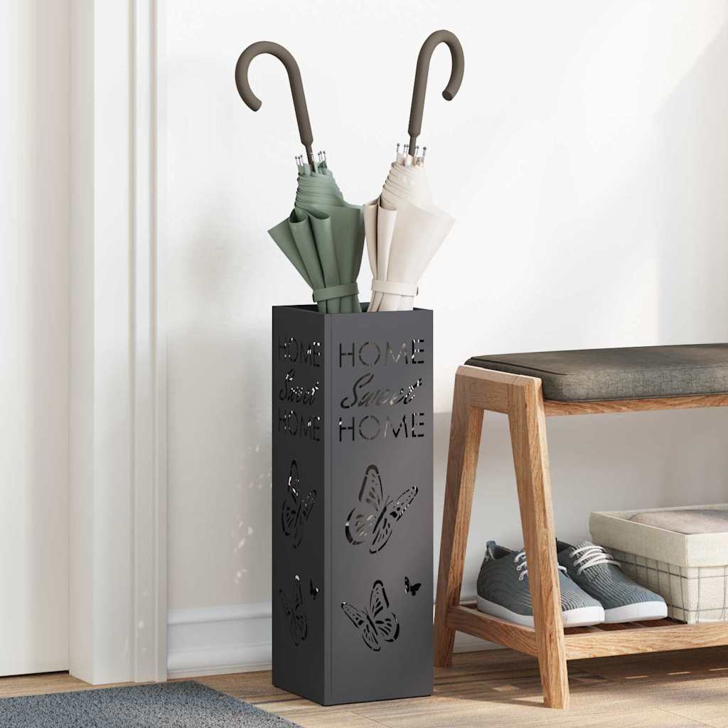 vidaXL Soporte para Paraguas de Lluvia Negro 15,5 x 15,5 x 49 cm Acero