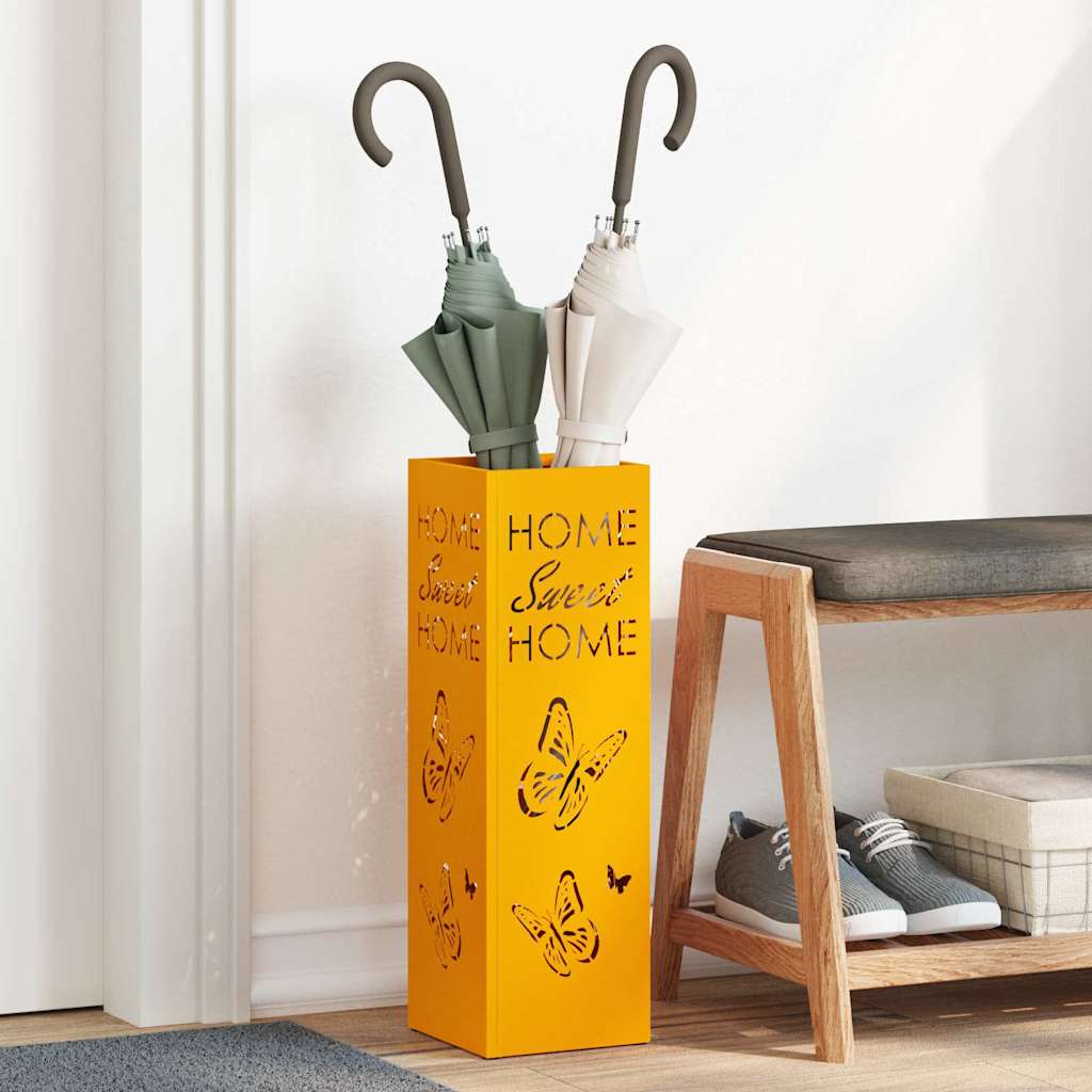 vidaXL Soporte para Paraguas de Lluvia Mostaza 15,5 x 15,5 x 49 cm