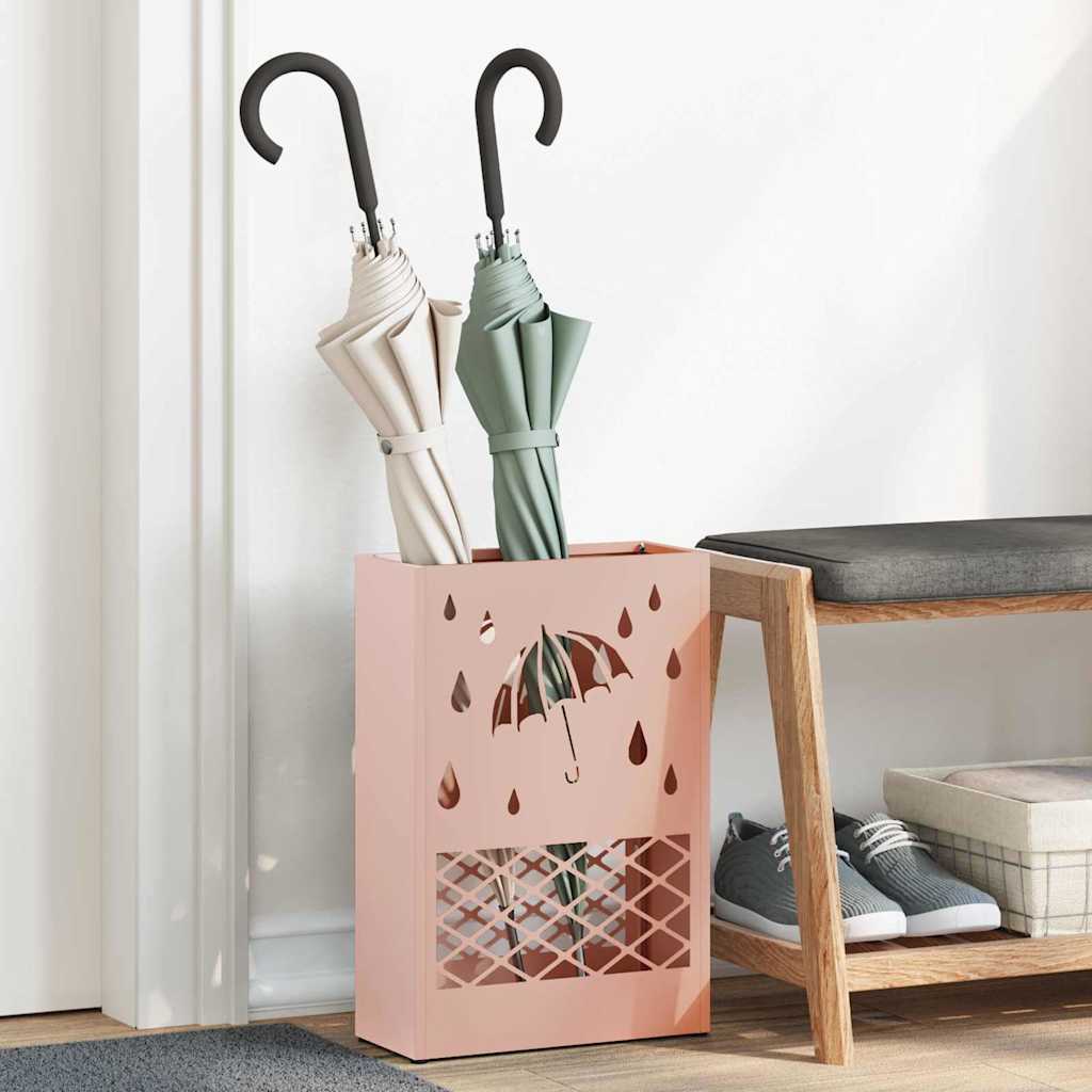 vidaXL Soporte para Paraguas de Lluvia Rosa 28 x 12 x 41 cm Acero