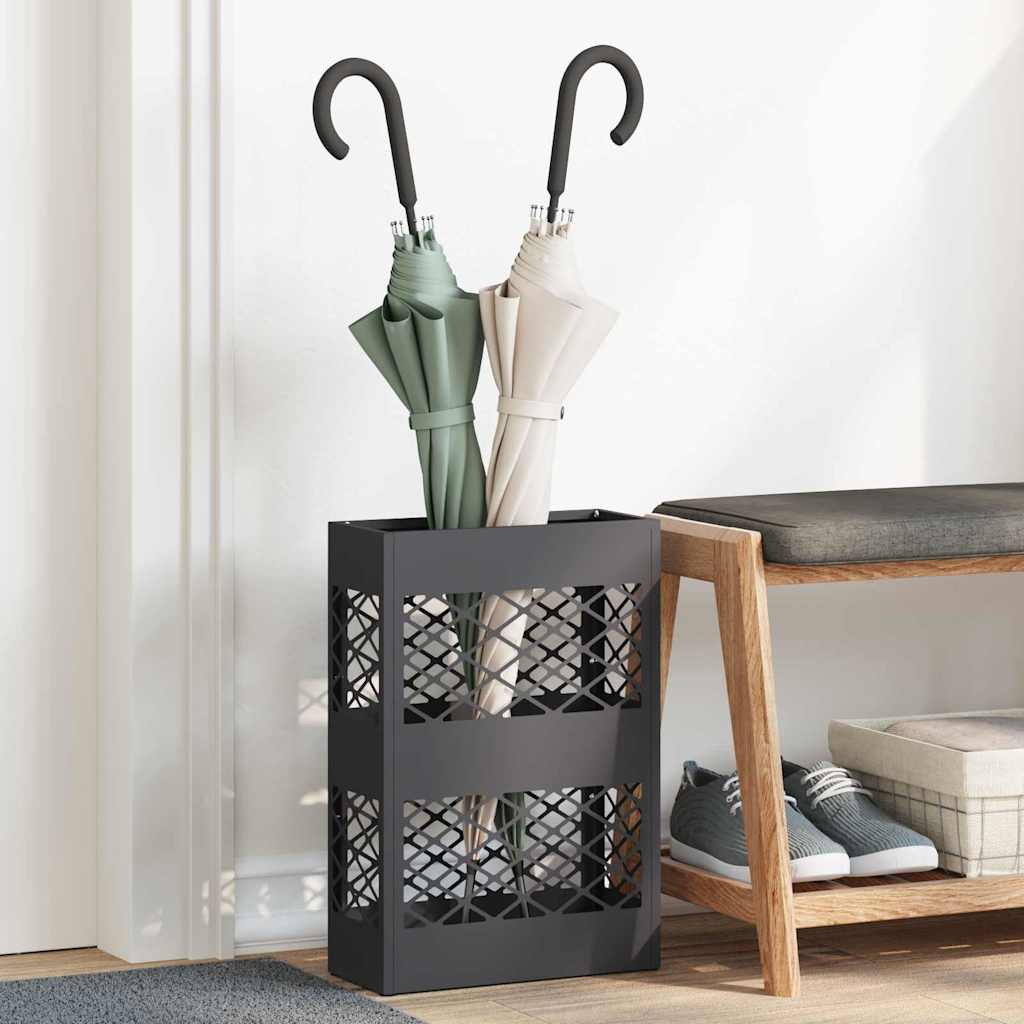 vidaXL Soporte para Paraguas de Lluvia Negro 28 x 12 x 41 cm Acero