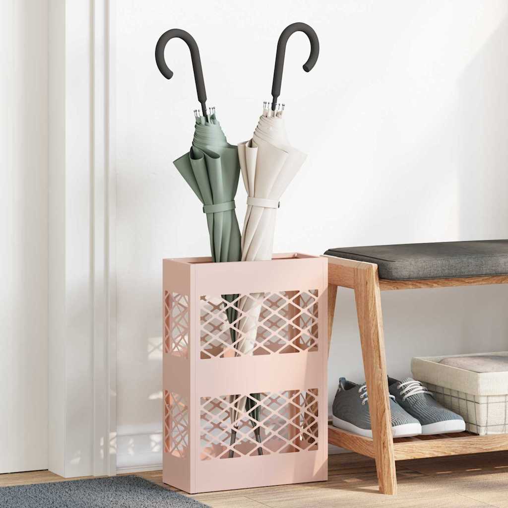 vidaXL Soporte para Paraguas de Lluvia Rosa 28 x 12 x 41 cm Acero
