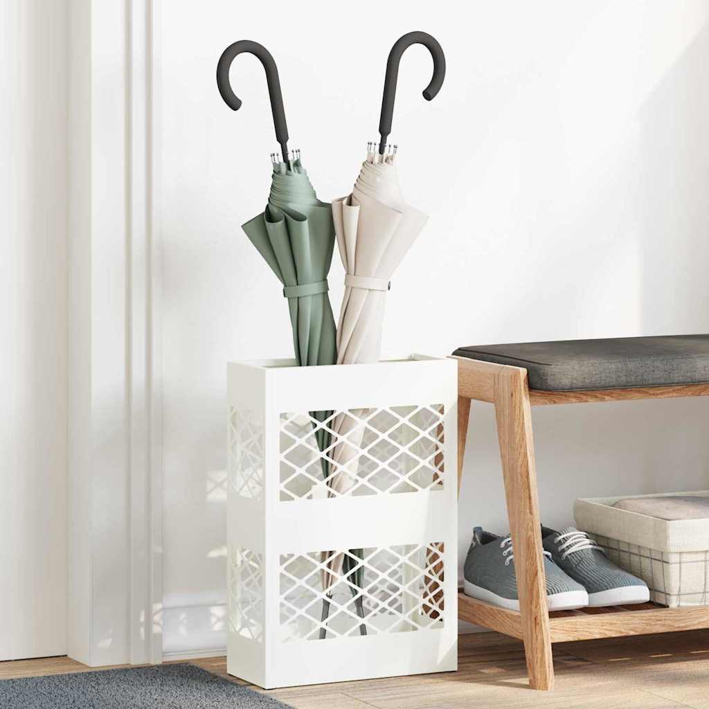 vidaXL Soporte para Paraguas de Lluvia Blanco 28 x 12 x 41 cm Acero