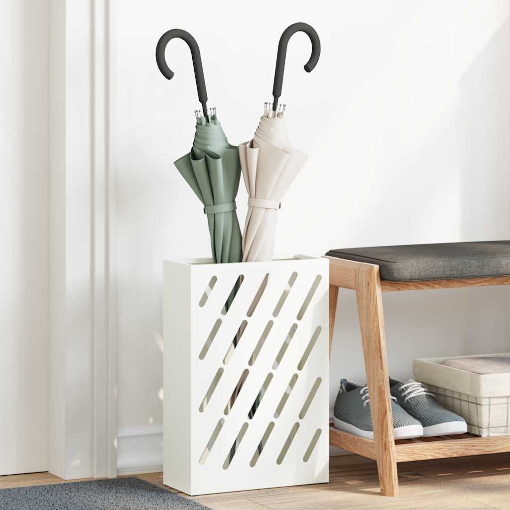 vidaXL Soporte para Paraguas de Lluvia Blanco 28 x 12 x 41 cm Acero
