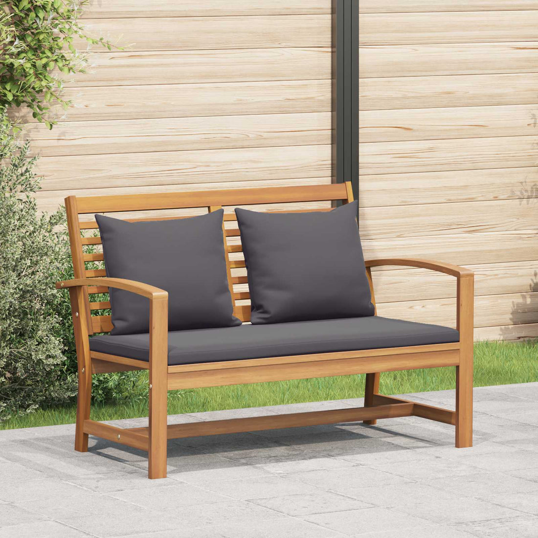 vidaXL Conjunto de Banco de Jardín y Mesa con Cojín con cojín 2 Pieza