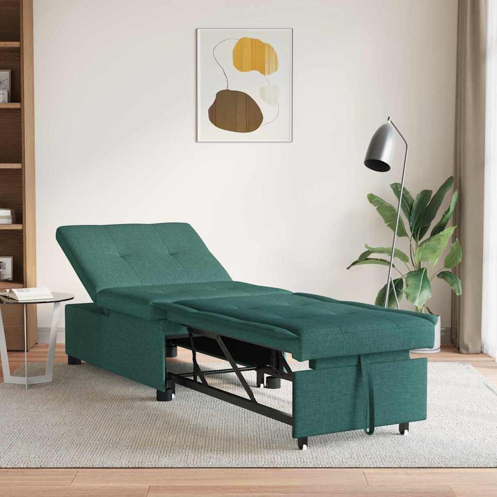 vidaXL Sofá cama desplegable Verde oscuro 194 x 50 x 82 cm tela