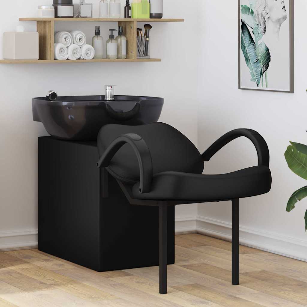 vidaXL Silla de Shampoo Manual Negro 136 x 60 x 92 cm PVC
