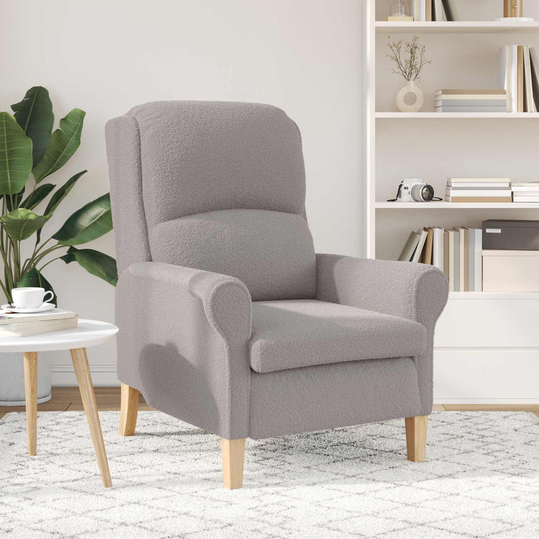 vidaXL sillón Gris claro Tela de Sherpa suave