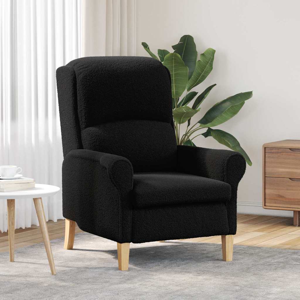 vidaXL sillón Negro Tela de Sherpa suave
