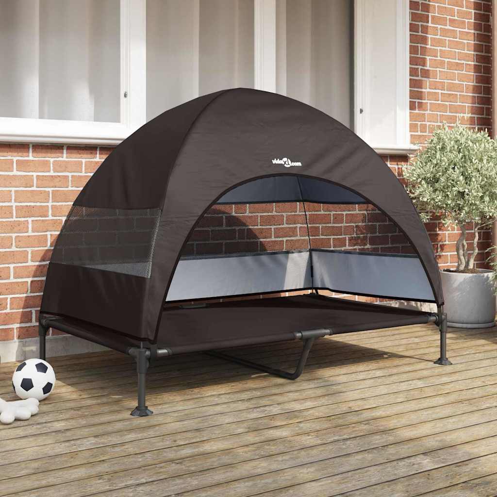 vidaXL Cama Elevada para Perros 127 x 81 x 108 cm Tela y acero Marrón