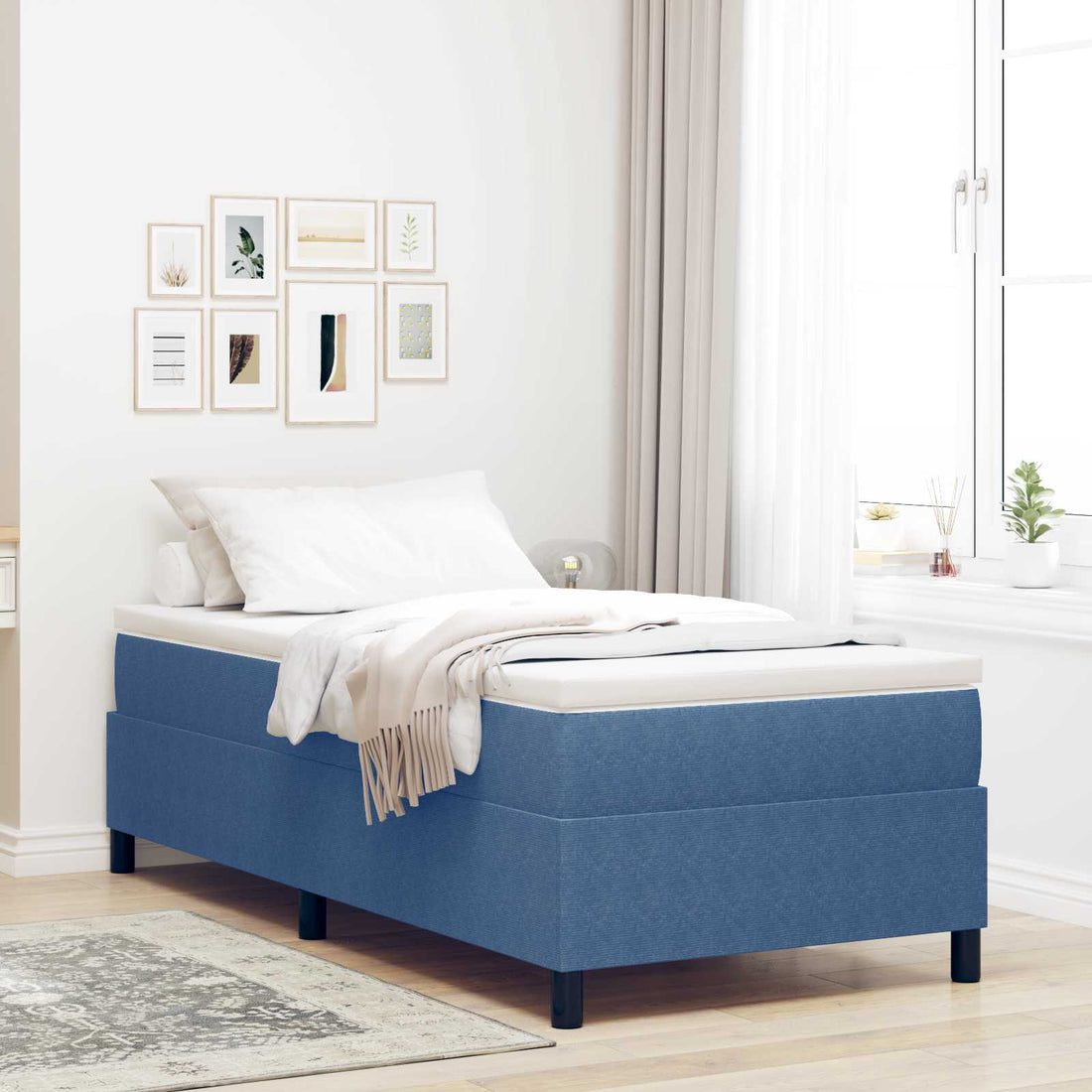 vidaXL Cama de plataforma Azul 80 x 200 cm Tela de Pana