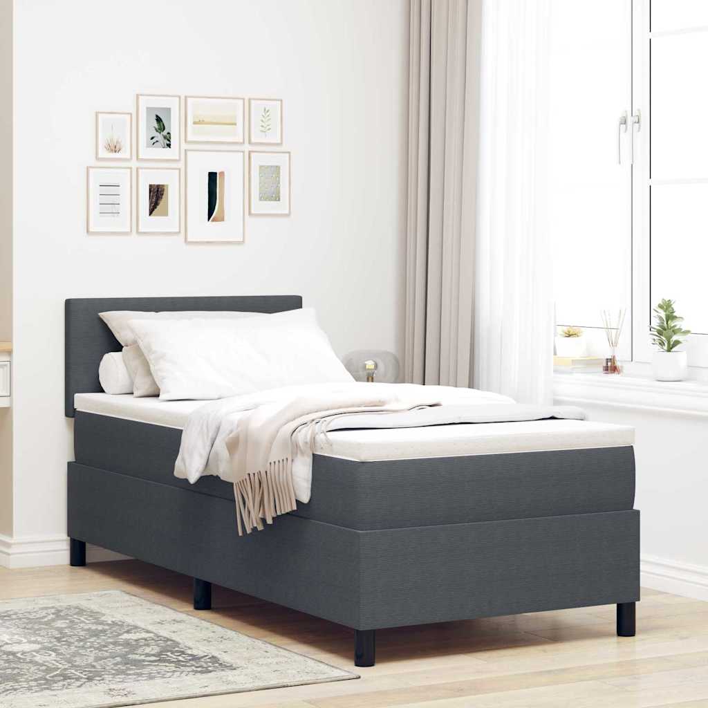 vidaXL Cama tipo Box Spring Gris Oscuro y 100 x 200 cm Tela de Pana