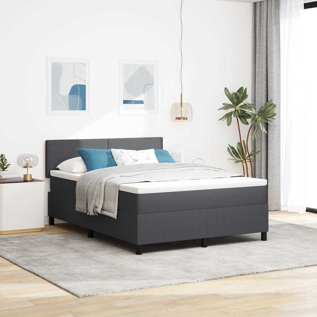 vidaXL Cama tipo Box Spring Gris Oscuro y 140 x 190 cm Tela de Pana