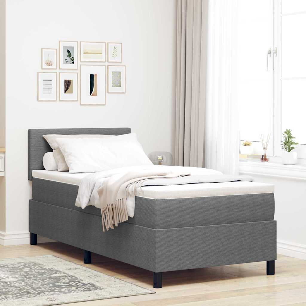 vidaXL Cama Box Spring LED Gris claro y . 100 x 200 cm Tela de Pana
