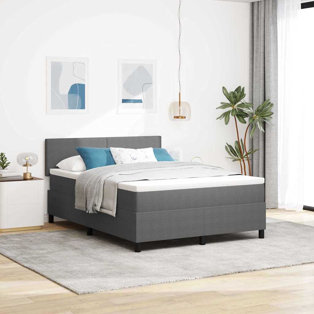 vidaXL Cama Box Spring LED Gris claro y . 140 x 200 cm Tela de Pana