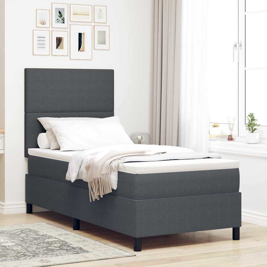 vidaXL Cama Box Spring LED Gris Oscuro y 80 x 200 cm Tela de Pana