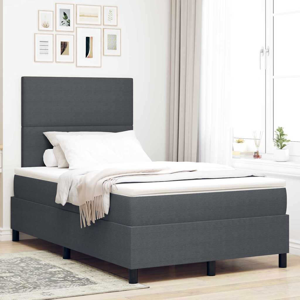 vidaXL Cama Box Spring LED Gris Oscuro y 120 x 190 cm Tela de Pana