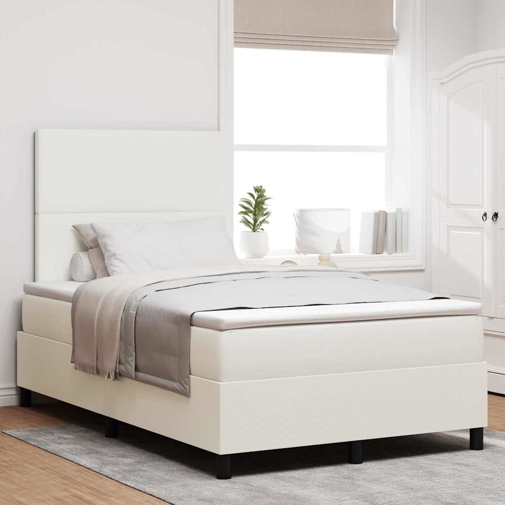 vidaXL Cama Box Spring LED Crema y 120 x 190 cm Tela de Pana