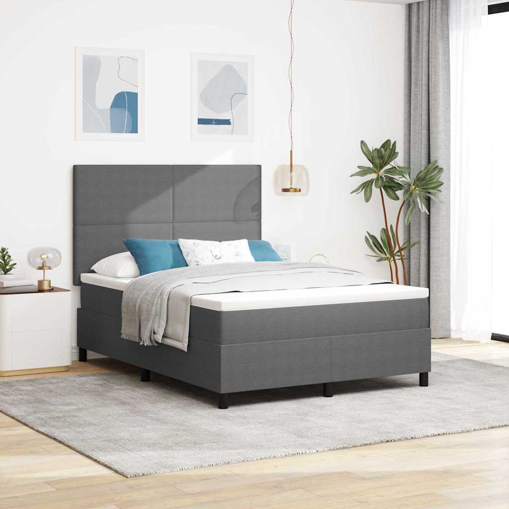 vidaXL Cama Box Spring LED Gris claro y . 140 x 200 cm Tela de Pana