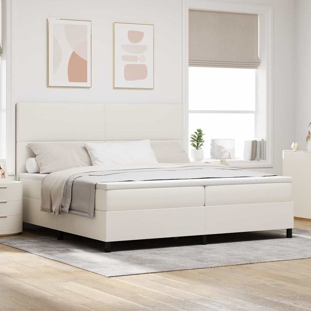 vidaXL Cama Box Spring LED Crema y 200 x 200 cm Tela de Pana