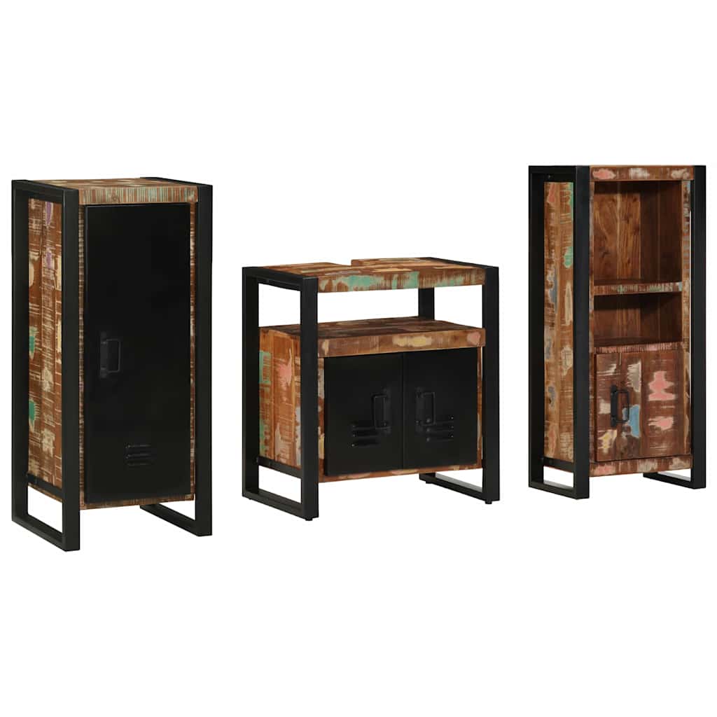 vidaXL Juego de muebles de baño 3 uds. Multicolor y negro