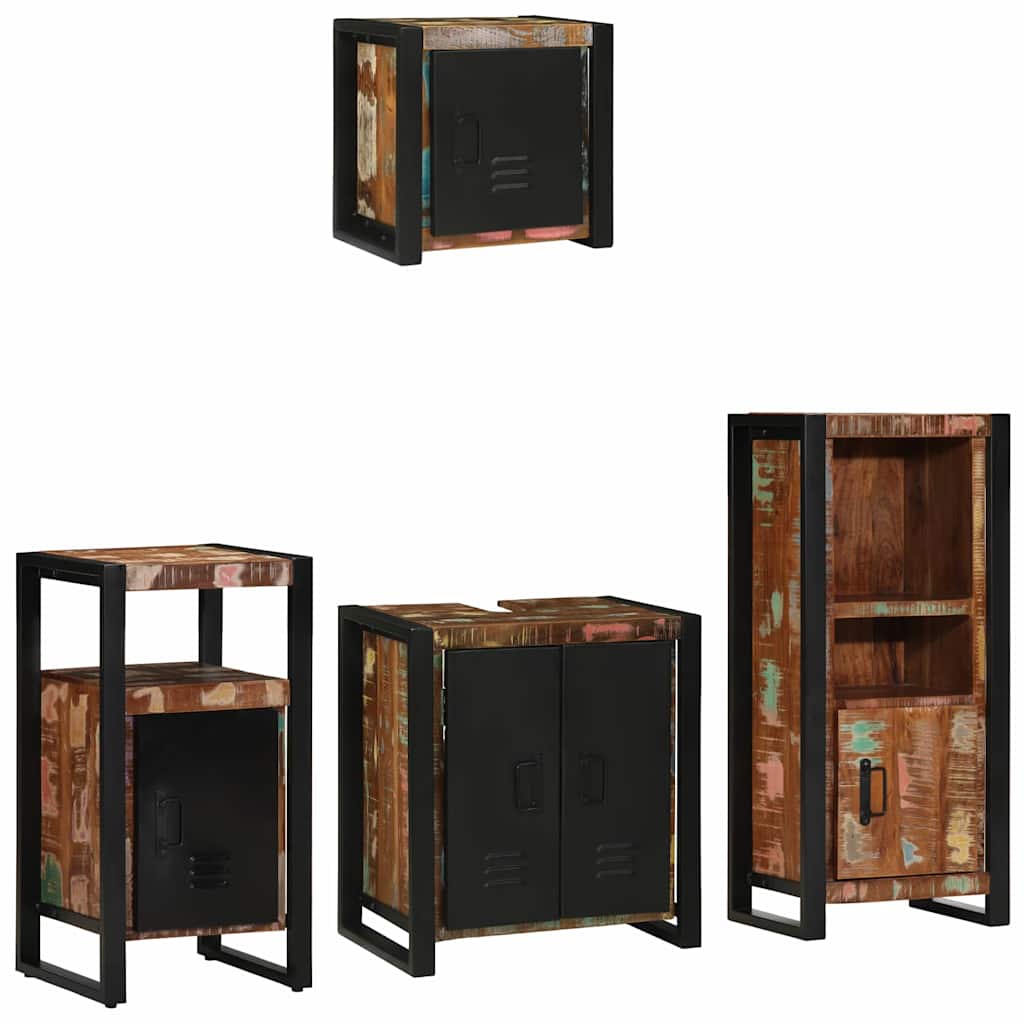 vidaXL Juego de muebles de baño 4 uds. Multicolor y negro
