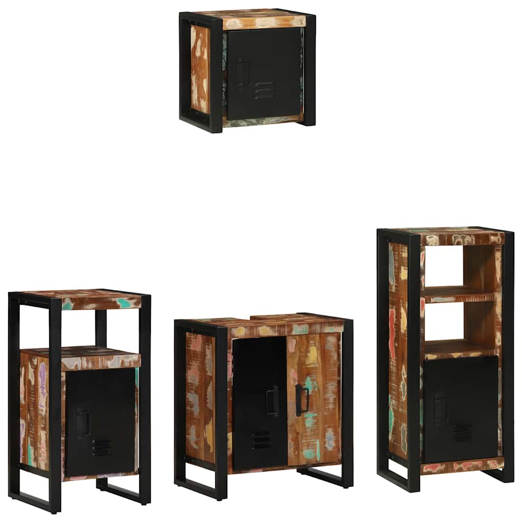 vidaXL Juego de muebles de baño 4 uds. Multicolor y negro