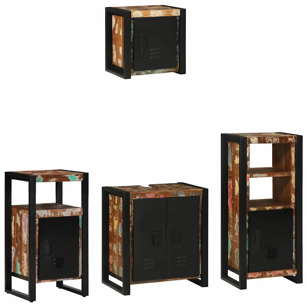 vidaXL Juego de muebles de baño 4 uds. Multicolor y negro