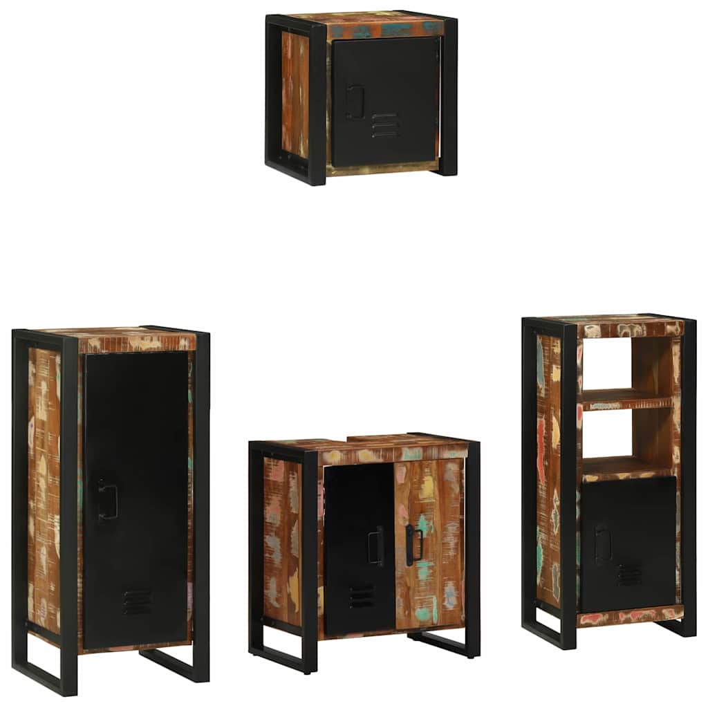 vidaXL Juego de muebles de baño 4 uds. Multicolor y negro