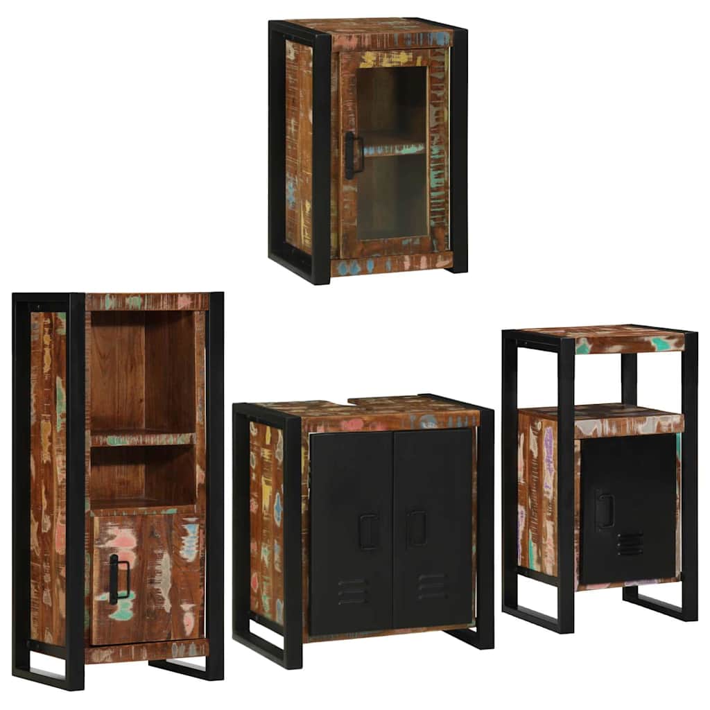 vidaXL Juego de muebles de baño 4 uds. Multicolor