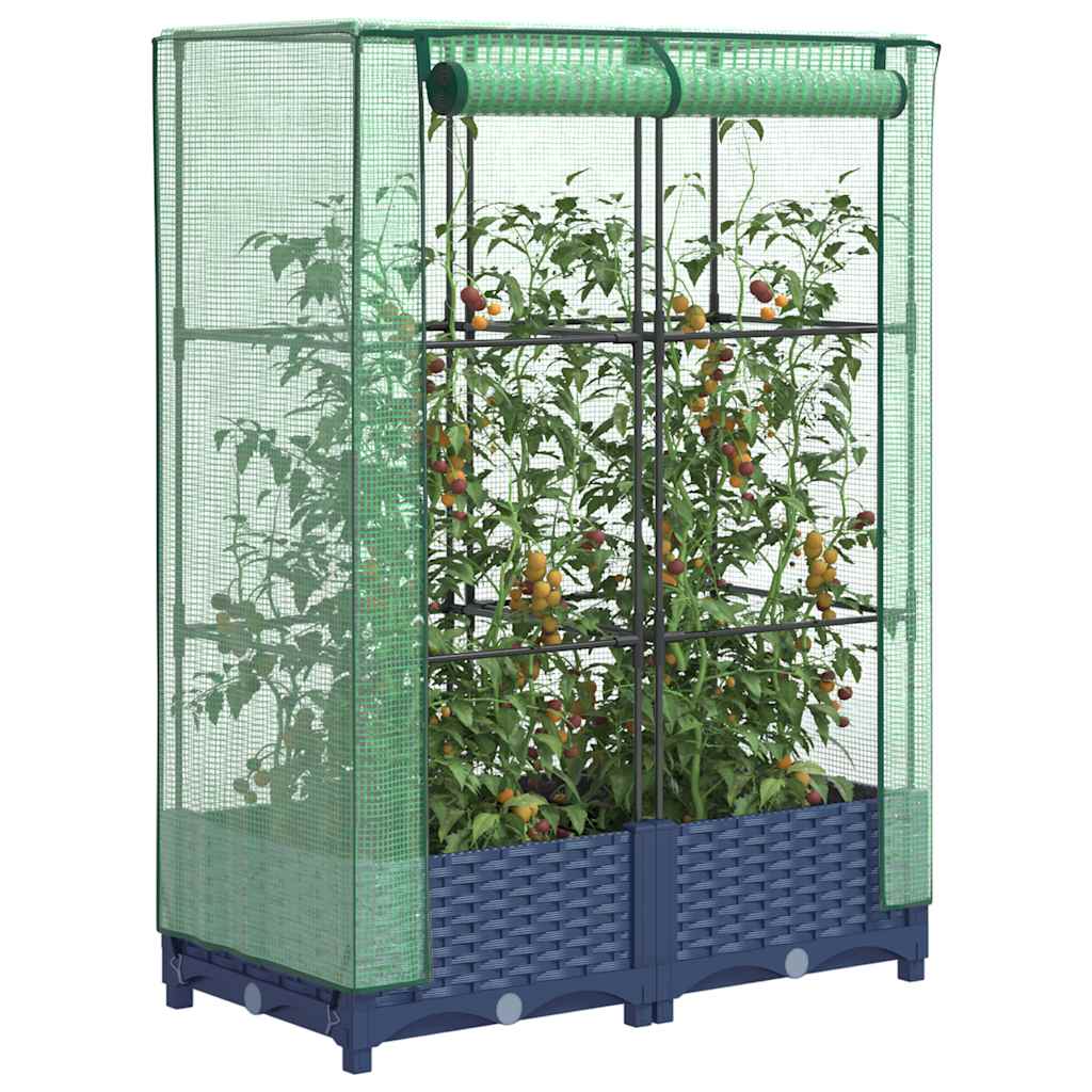 vidaXL Arriate con cubierta invernadero aspecto ratán 80x40x123 cm